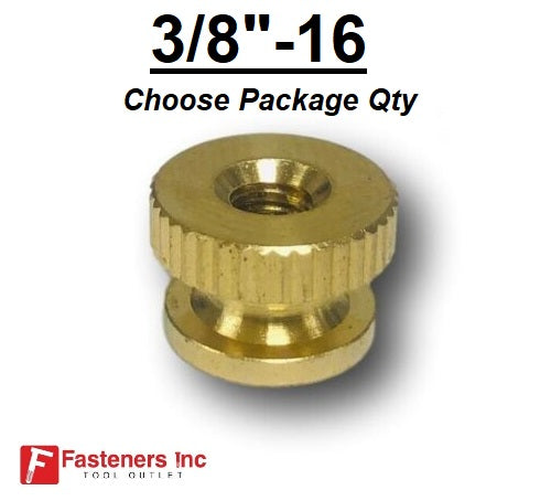 3/8"-16 Brass Solid Knurled Thumb Nut UNC Decorative