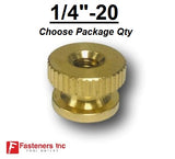 1/4"-20 Brass Solid Knurled Thumb Nut UNC Decorative