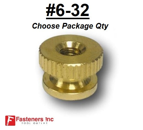 #6-32 Brass Solid Knurled Thumb Nut UNC Decorative