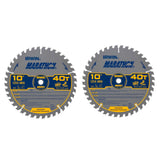 IRWIN IWAS1040CMB Marathon Large Diameter Saw Blades 10-in 40-Tooth Rough Finish Tungsten Carbide-tipped Steel Miter/Table Saw Blade Set (2-Pack)