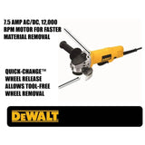 DEWALT, DWE4012, Angle Grinder, 4-1/2 in; 7.5 A, 12,000 rpm, Paddle Switch