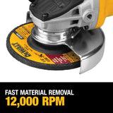 DEWALT, DWE4012, Angle Grinder, 4-1/2 in; 7.5 A, 12,000 rpm, Paddle Switch
