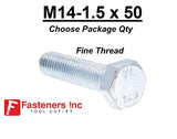 M14-1.50 x 50mm Grade 10.9 Hex Cap Screw / Bolts Metric Zinc Hardened FINE THREAD