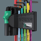 WERA Tools 05073599001 967/9 TX BO Multicolour 1 SB L-key set for tamper-proof TORX?? screws, BlackLaser, 9 pieces