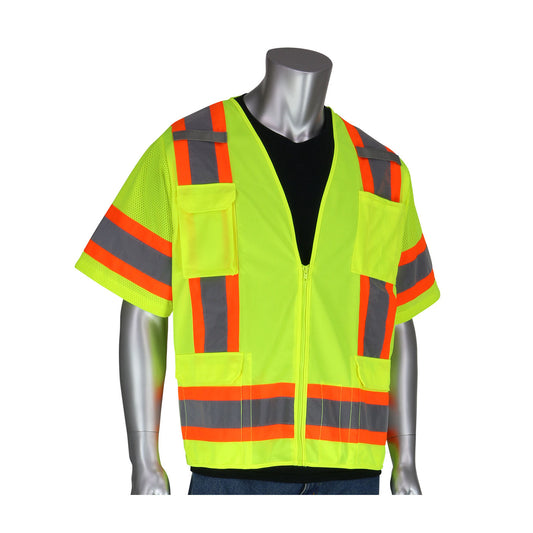 YELLOW ANSI TYPE R CLASS 3 TWO-TONE SURVEYOR ELEVEN POCKET VEST