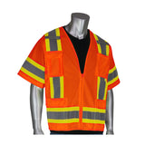 ORANGE ANSI TYPE R CLASS 3 TWO-TONE SURVEYOR ELEVEN POCKET VEST