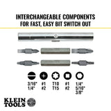 KLEIN 32500 Multi-Bit Screwdriver / Nut Driver, 11-in-1, Ph, Sl, Sq, TORX?? Bits