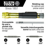 KLEIN 32614 Multi-Bit Electronics Pocket Screwdriver, 4-in-1, Ph, Sl Bits