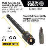 KLEIN 32767 3-in-1 Impact Flip Socket, 1/4-Inch, 5/16-Inch, 5-Inch Length