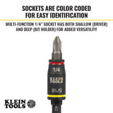 KLEIN 32767 3-in-1 Impact Flip Socket, 1/4-Inch, 5/16-Inch, 5-Inch Length