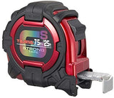 TAJIMA  GS-25/7.5MBW Tape Measure - 25 ft / 7.5 m x 1-1/16 inch GS-Lock Measuring Tape with Dual Metric/Standard Scale & Acrylic Coated Blade