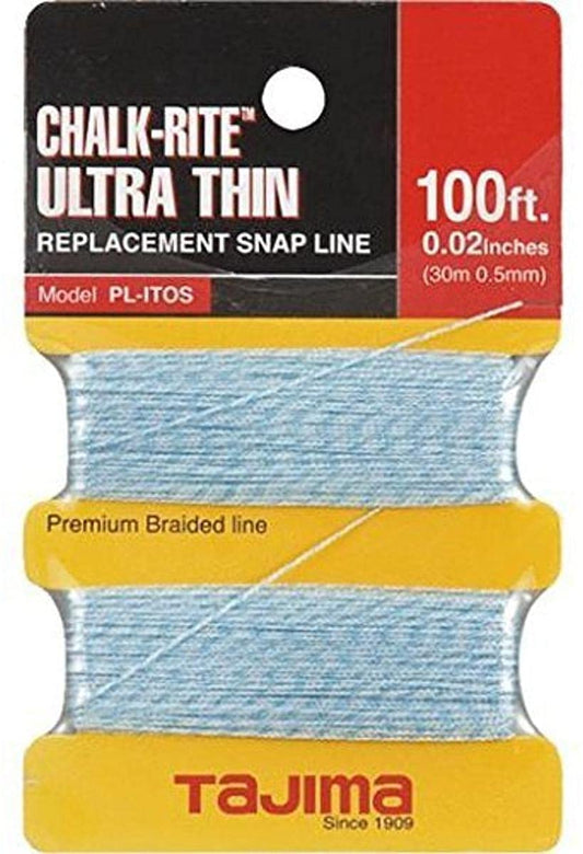 TAJIMA PL-ITOS Replacement Snap-Line - 0.5 mm x 100 ft Chalk-Rite Braided String for Ultra-Thin & Precise Markings