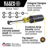 KLEIN 647 Nut Driver Set, 6-Inch Shafts, 7-Piece