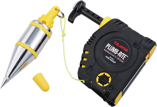 TAJIMA PZB-400GP Plumb Bob Setter - 14 oz (400g) Magnetic Plumb-Rite with 14.5 ft Auto Recoil Cord & Quick-Stabilizing Bob