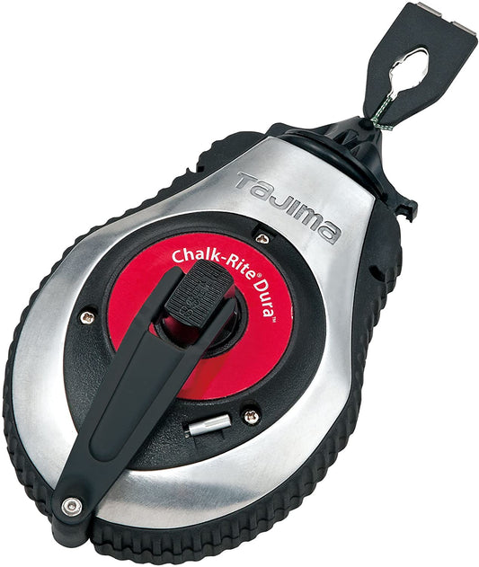 TAJIMA CR401S Chalk Box - Chalk-Rite Dura Snap-Line with Extra Bold 1mm Chalk Line & Integrated Handle Release