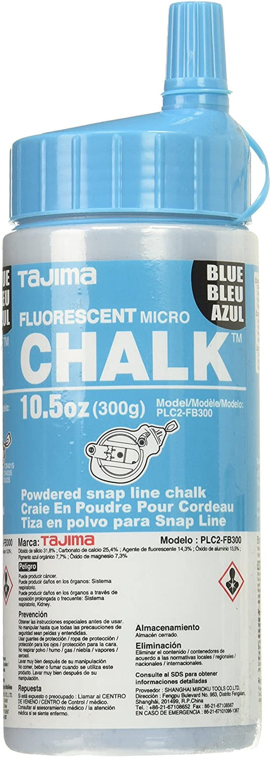TAJIMA PLC2-FB300 Micro Chalk - Fluorescent Blue 10.5 oz (300g) Ultra-Fine Snap-Line Chalk