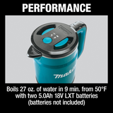 Makita XTK01Z 36V (18V X2) LXT Hot Water Kettle, Tool Only