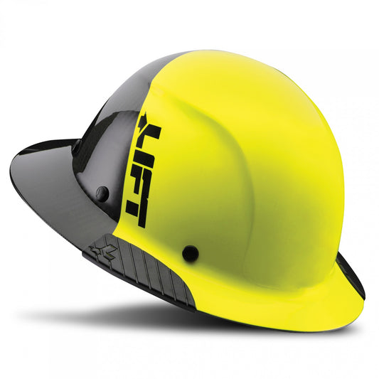 LIFT Safety HDF50C-19HC DAX 50-50 Carbon Fiber Full Brim Hard Hat - Ratchet Suspension - Yellow/Black
