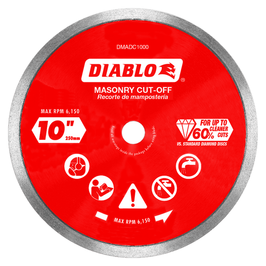 Diablo DMADC1000 10 in. Diamond Continuous Rim
Cut-Off Discs for Masonry