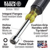 KLEIN 647 Nut Driver Set, 6-Inch Shafts, 7-Piece