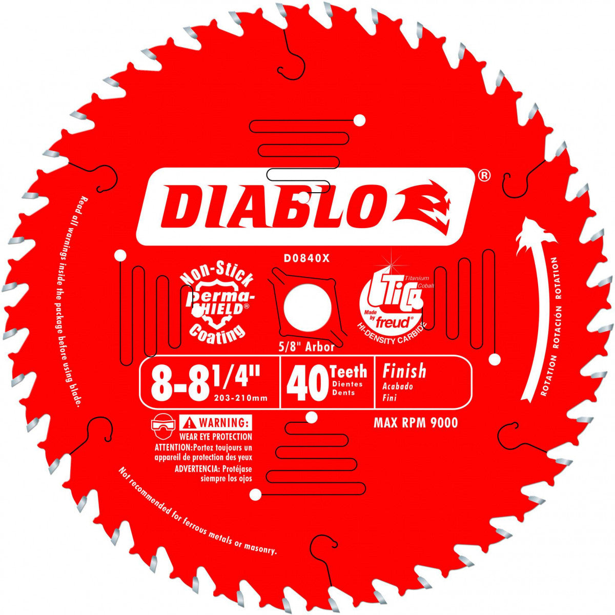 Diablo D0840X 8-1/4 In. X 40 Tooth Carbide Finish Blade