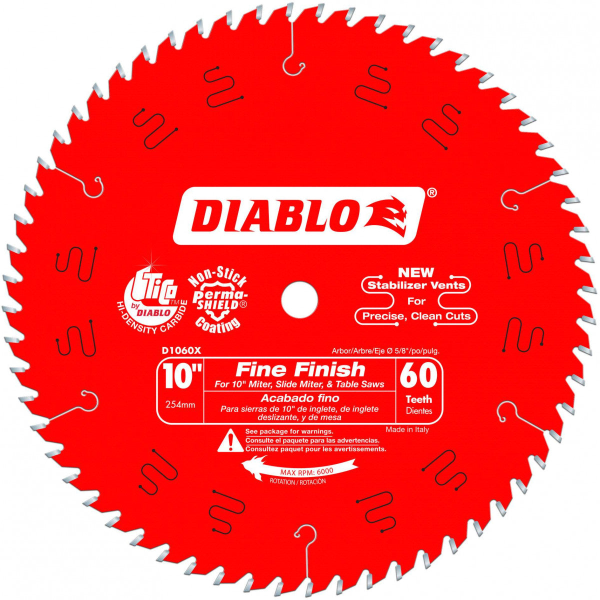 Diablo D1060X 10" X 60 Tooth Fine Finish Saw Blade