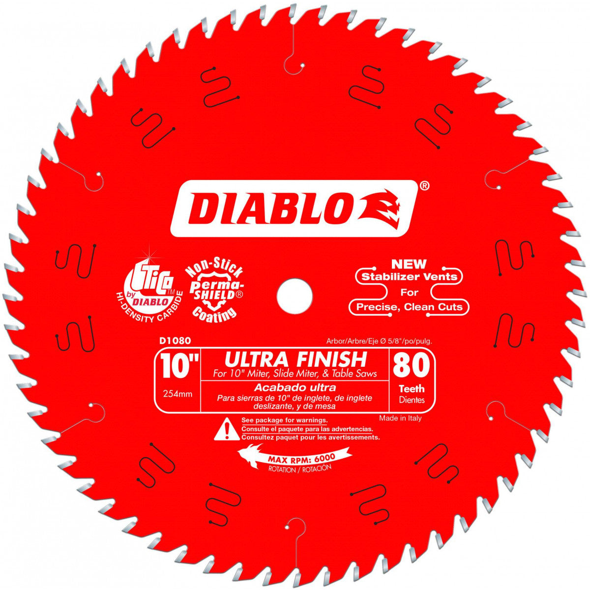 Diablo D1080X 10" X 80 Tooth Carbide Circular Saw Blade