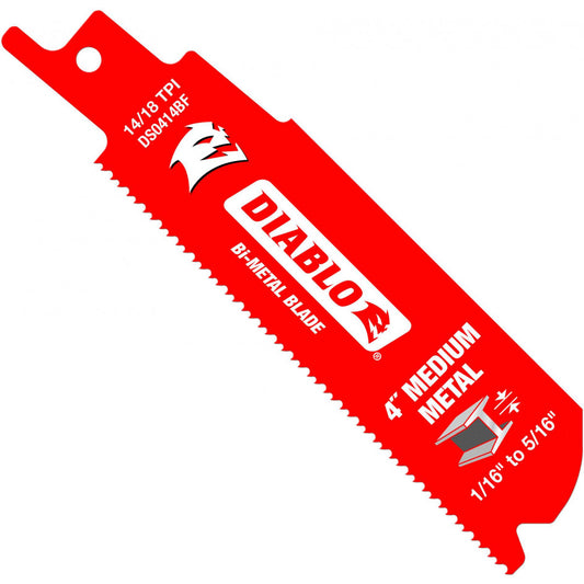 Diablo DS0414BF5 4" Steel Demon Bi-Metal Recip Blade For Metal (3/32" To 5/16") (Qty 5)