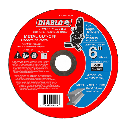 Diablo DBD060045101F 6 in. Metal Cut Off Disc -
Thin Kerf