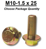 M10-1.5 x 25mm Grade 10.9 Hex Metric Flange Bolts Yellow Zinc Hardened