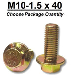 M10-1.5 x 40mm Grade 10.9 Hex Metric Flange Bolts Yellow Zinc Hardened