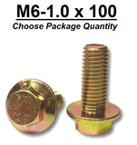 M6-1.0 x 100mm Grade 10.9 Hex Metric Flange Bolts Yellow Zinc Hardened