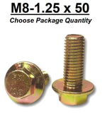 M8-1.25 x 50mm Grade 10.9 Hex Metric Flange Bolts Yellow Zinc Hardened