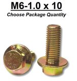 M6-1.0 x 10mm Grade 10.9 Hex Metric Flange Bolts Yellow Zinc Hardened