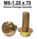 M8-1.25 x 70mm Grade 10.9 Hex Metric Flange Bolts Yellow Zinc Hardened