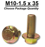M10-1.5 x 35mm Grade 10.9 Hex Metric Flange Bolts Yellow Zinc Hardened