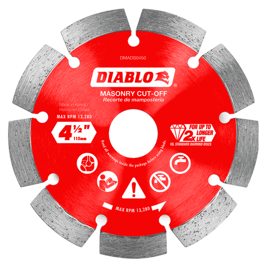 Diablo DMADS0450 4-1/2 in. Diamond Segmented
Cut-Off Discs for Masonry