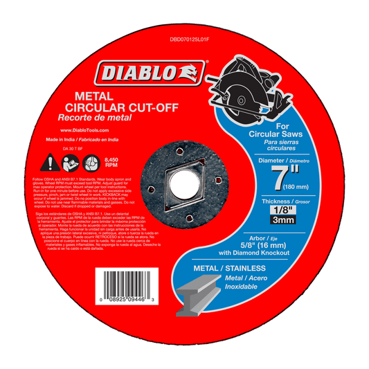 Diablo DBD070125L01F 7 in. Metal Circular
Cut Off Disc