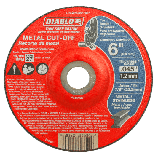 Diablo DBD060045701F 6 in. Type 27 Metal
Cut-Off Disc