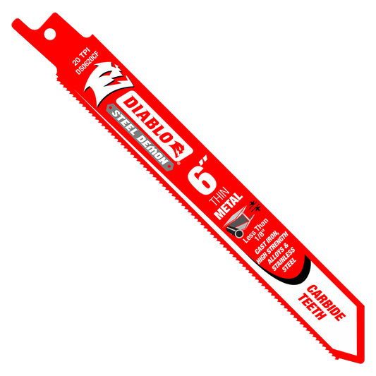 Diablo DS0620CF 6 in. Steel Demon Carbide
Recip Blades for Thin
Metal Cutting
