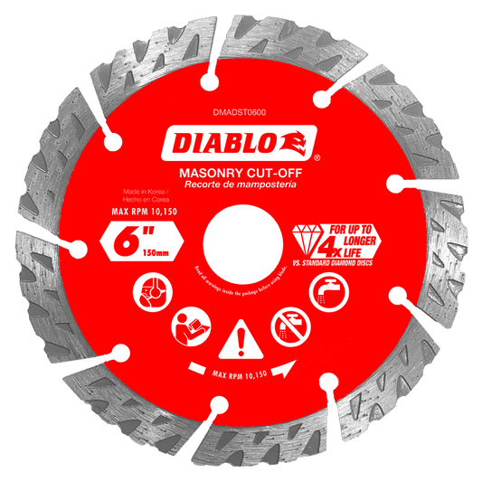 Diablo DMADST0600 6 in. Diamond Segmented Turbo
Cut-Off Discs for Masonry