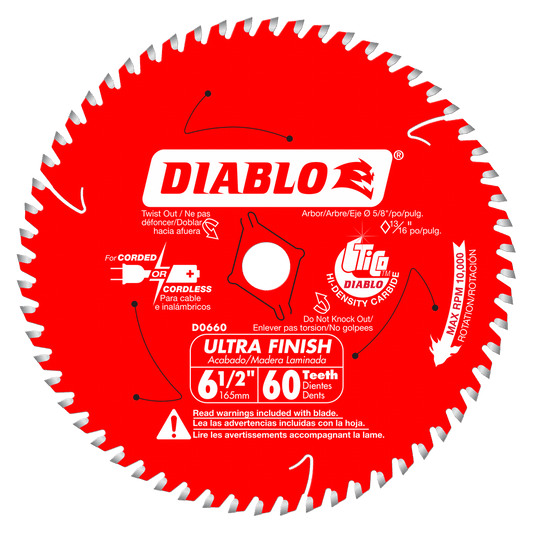 Diablo D0660A 6-1/2 in. x 60 Tooth
Ultra Finish  Saw Blade