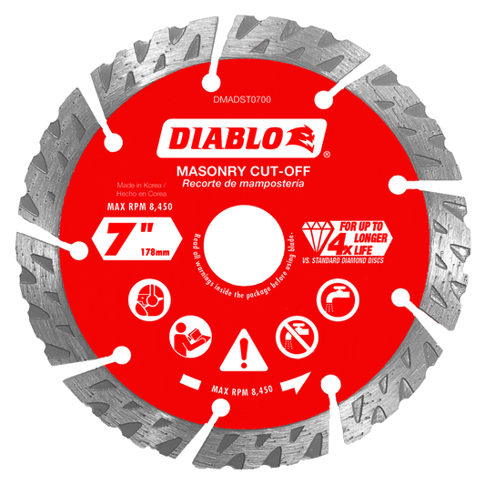 Diablo DMADST0700 7 in. Diamond Segmented
Cut-Off Discs for Masonry