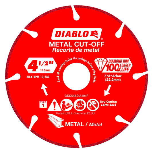 Diablo DDD045DIA101F 4-1/2 in. Diamond Metal
Cut-Off Blade