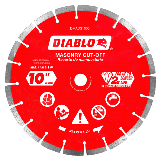 Diablo DMADS1000 10 in. Diamond Segmented
Cut-Off Discs for Masonry