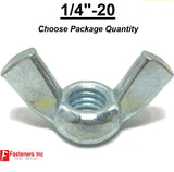 1/4"-20 UNC Coarse Thread Wing Nut Zinc Plated Steel Nuts