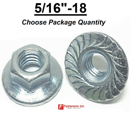 5/16"-18 Hex Serrated Flange Nut Large Flange Case Hard Zinc