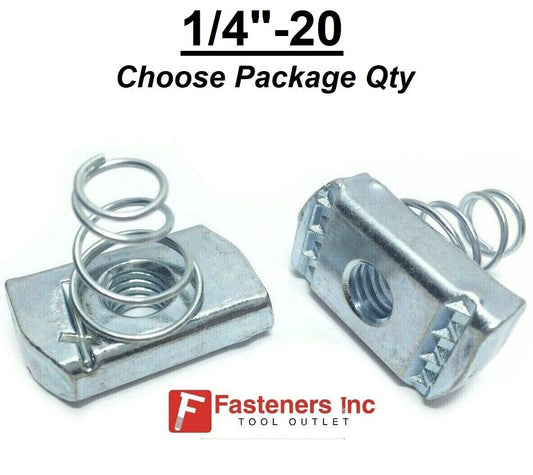 1/4"-20 Spring Nuts (Short Spring) for Unistrut Channel #4133 P4006