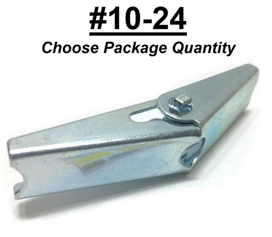 #10-24 / 3/16" Toggle WIng Nut Zinc Plated SprIng Loaded Hollow Wall Anchor