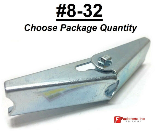 8-32 Toggle WIng Nut Zinc Plated SprIng Loaded Hollow Wall Anchor